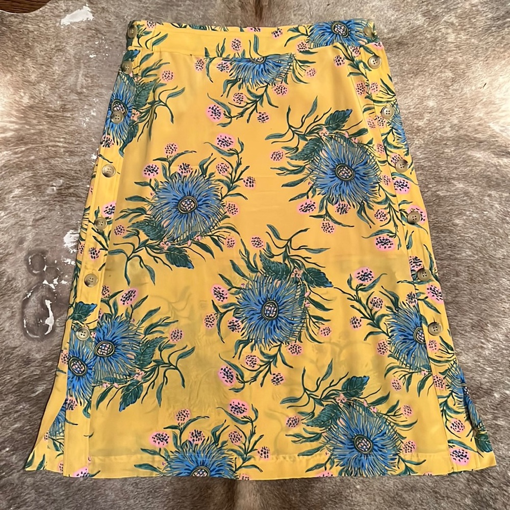 Madewell yellow floral skirt size4
